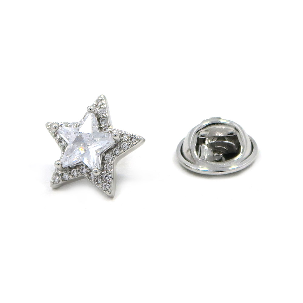 Shiny CZ Paved Star Clothing Clutch Pin